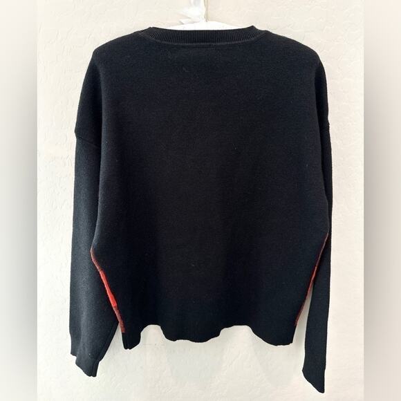BAR III | Black Red Buffalo Plaid Fringe Sweater | Size Medium - Picture 4 of 7
